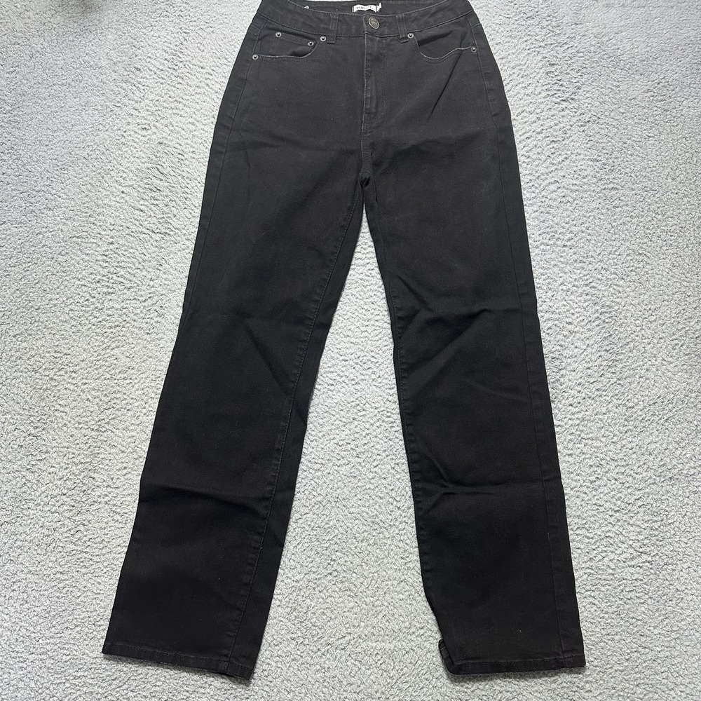 Rue 21 Womens Black Denim‎ Jeans Size 1 Relaxed Fit Wide Leg Y2K Boyfriend